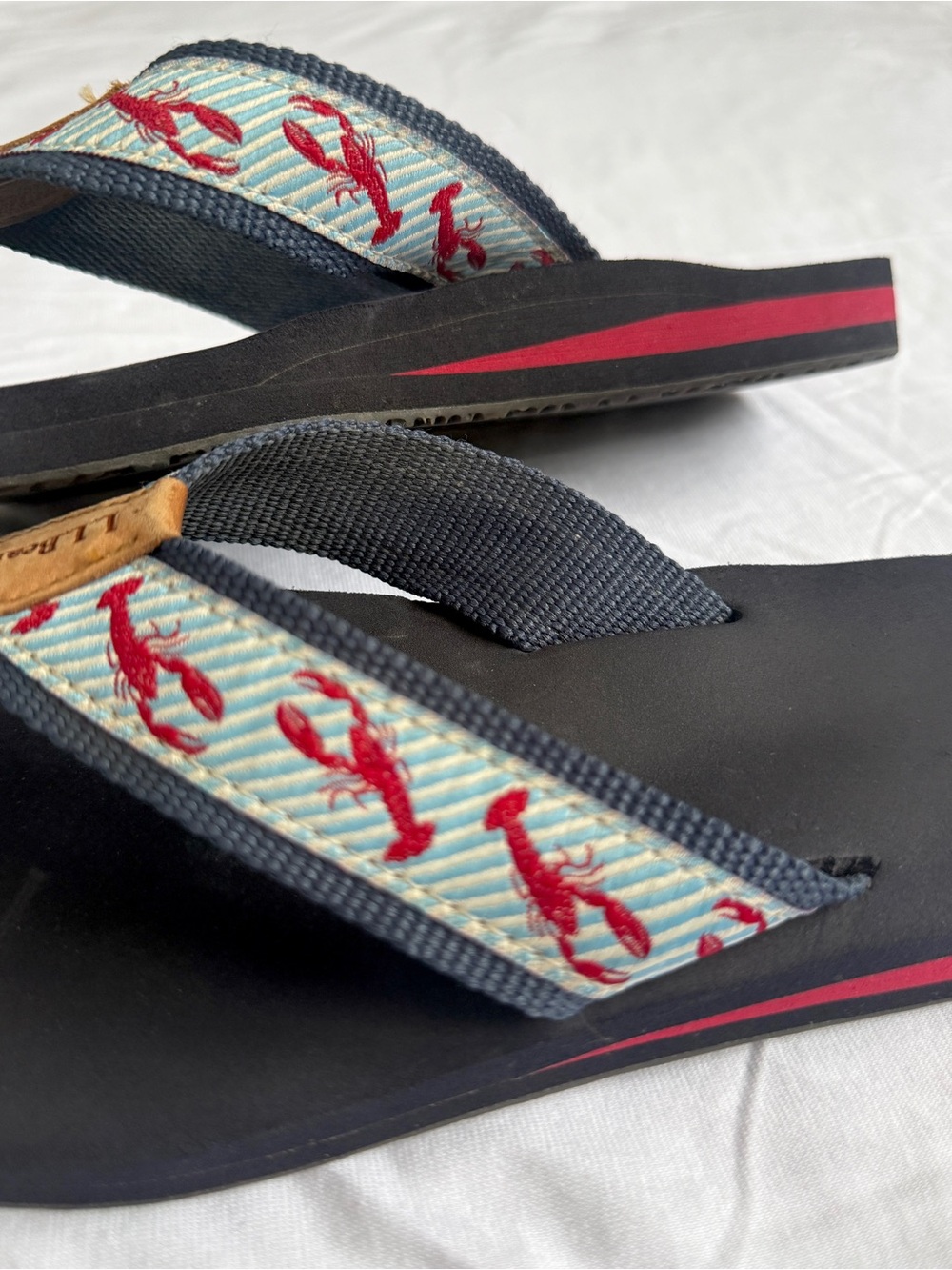 L.L. Bean Women's Flip Flops with Red Lobster Strap Accents - Picture 2 of 5